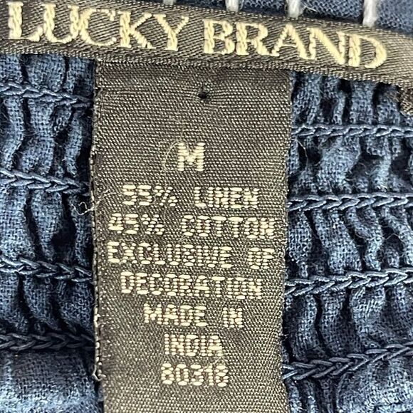 Lucky Brand Navy Embroidered Linen/Cotton Shift Dress Sz M - Picture 6 of 8